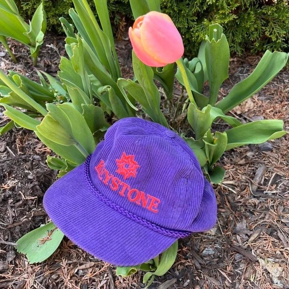 Vintage Bump Bonnet Purple Keystone Corduroy Hat